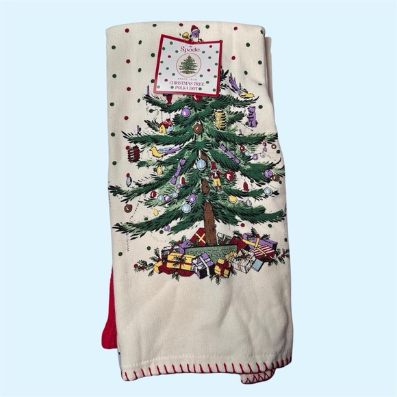 Spode | Christmas Tree Polka Dot Kitchen Towels | Set of 3 | NWT - Picture 2 of 4